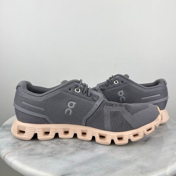 Women On Cloud 5 Gray Athletic Casual Running Sneakers Zinc I Shell (Sz 7.5) - Picture 9 of 12